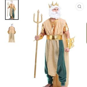 Men's Poseidon Costume with Gold and Green Accents